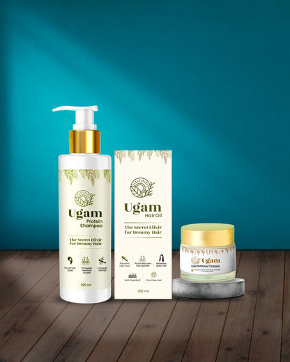 Ugam Hair Oil + Protein Shampoo + EarthGlow Cream