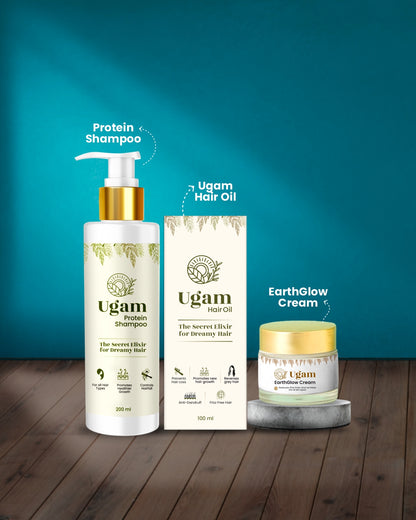 Ugam Hair Oil + Protein Shampoo + EarthGlow Cream