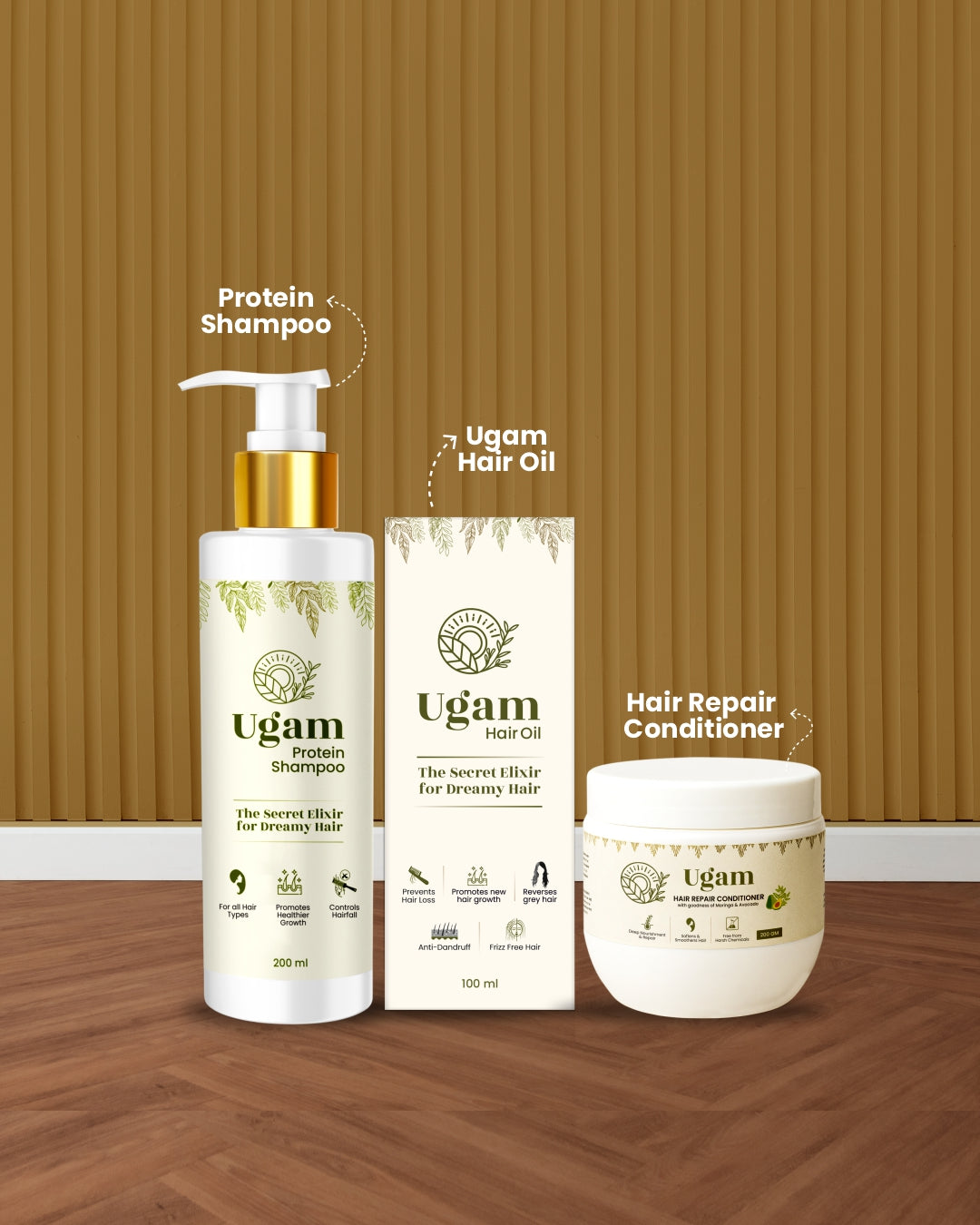 Combo Anti Hairfall Oil + Protein Shampoo + Hair Repair Conditioner